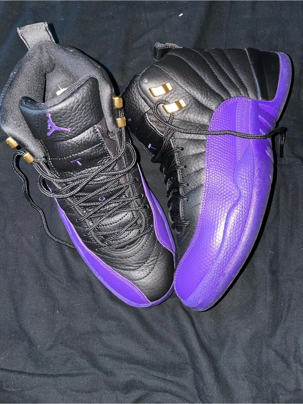 Jordan 12 Retro in Black and Purple size 8.5